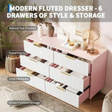 Fluted Dresser for Bedroom with 8 Drawers with Metal Handle