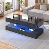 High Glossy LED Coffee Tables for Living Room, Center Table with Storage