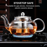 Glass Teapot Stovetop 22 OZ/650ml, Tea pot with Removable 18/8 Stainless Steel Infuser