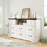 EnHomee 55" Wide 8-Drawer Dresser w/ Built-in Power Strip&RGB LED Lights