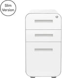 Stockpile Slim 3-Drawer Mobile File Cabinet with Lock - Under Desk Metal Filing Cabinet