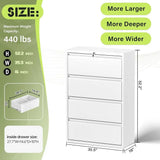 36 Wide Metal Lateral File Cabinet with Lock, White, for Home or Office
