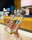 Large Capacity Glass Water Bottle Transparent Milk Juice Cup  for Tour Outdoor Sports