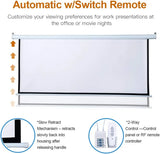 100 Inch Motorized Projector Screen 16:9 HD Electric with Remote for Home