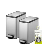 2 Pack Small Bathroom Trash Can with Lid Soft Close Step Pedal 6 Liter Stainless Steel Garbage Can