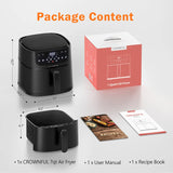 CROWNFUL Air Fryer 7L Touch-screen Display Air Fryer Oven with 8 Cooking Programs