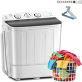 Portable Twin Tub Washing Machine for Dorms, Apartment - Comes with Drying Rack and 10 Hangers,