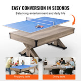 VEVOR 7ft 3-in-1 Billiards Table Combo Set Multi Game Table w/ Dining Pool