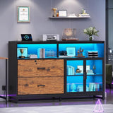 59" File Cabinet, 2 Drawers Filing Cabinets for Home Office fit Legal/Letter