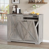 Double Tilt Out Trash Can Cabinet Wooden Farmhouse Kitchen Garbage Bin Enclosure with Negative Ion Odor