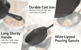 3PCS Pre-Seasoned Cast Iron Skillet Set, Pans for Oven Grill Campfire