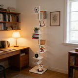 Metal Spine Bookshelf 9-Tier Metal Vertical Bookshelf DIY Spine Book Tower, 67" H Vertical Spine Book Tower