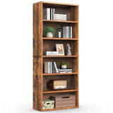 MCQ 6 Shelf Bookcase Wooden Large 63 Inch Tall Bookcase Standing