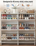 Wooden Shoe Storage Organizer with 3 Flip Drawers for Entryway, Hallway