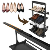 4 Tier Adjustable Height Retractable Metal Stackable Shoe Rack for Bedroom