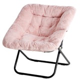 JHK 28IN Cozy Saucer Chairs Soft Faux Fur Large Size Folding Lounge Living Room Padded Seat