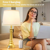 Touch Lamps for Nightstand Set of 2 - Gold Table Lamp for Bedroom