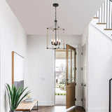 4-Light Farmhouse Chandelier Height Adjustable Rustic Living Room Chandelier