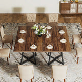 Tribesigns Square Dining Table for 4, 31.5" Industrial Dinner Table with Metal Base
