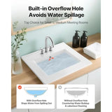 Bathroom Sink, ch Rectangular White Ceramic Vessel Sk with Overflow and 3 Faucet Holes, Drop Modern