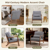 JHK Mid Century Modern Chair Solid Wooden Frame Accent Chair with Arms and Waist Cushion Reading Chairs