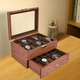 20 Slots Watch Storage Box, 2-Tiers Wooden Watch Case for Men and Women