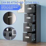 4 Drawer File Cabinet Metal Vertical Black Filing Cabinets with Locks for Home Office