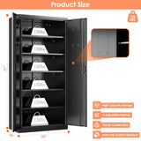 Metal Storage Cabinet with 5 Adjustable Shees, Garage Storage Cabinet with Lock