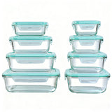 8pcs Glass Food Storage Containers Set Lunch Box Leakproof Airtight Microwave & Oven