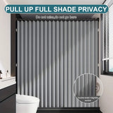 Foldable Magnetic Shower Curtain Waterproof Bathroom Curtain with 14 Hooks Modern