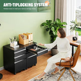 3 Drawer Mobile File Cabinet with Lock,Under Desk Metal Filing Cabinets for Home Office