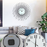 3D Large Metal Sunburst Wall Clock, Battery Operated, Silent Non-Ticking