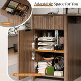 60" Fluted Home Office Desks with Storage, Modern Executive Desk Computer Desk