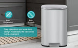 us13 Gallon Trash Can, 5L/30/50 Liter Kitchen Garbage Can Fingerprint Proof Stainless Steel with Removable Inner Bucket And Hinged Lids, Pedal Rubbish