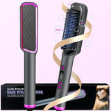 3-minute fast ceramic straightening brush 3level temperature adjustment LED display negative ion technologyperfect
