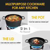 PreSeasoned Cast Iron Dutch Oven Pot with Skillet Lid Cooking Pan, Cast Iron Skillet
