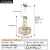 Crystal Chandeliers Light Fixture,6-Light Empire Style K9 Crystal Chandeliers