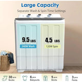 Portable washing machine for dorms and apartments: grey semi-automatic twin tub, 14lbs total capacity