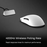 Wireless Gaming Mouse - 4000Hz Polling, 4K DPI, White, Optical Sensor with High-Speed Switches