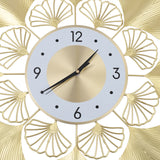 3D Ginkgo Biloba Art Wall Clock WM353B | Gold Dial, Silent Movement