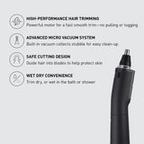 Ear and Nose Hair Trimmer for Men with Vacuum Cleaning System Powerful Motor and DualEdge Blades for Smoother