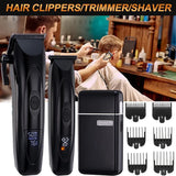 Professional Hair Clippers Electric Razor Shavers Men 3 Piece Set Rechargeable Clippers and Trimmers