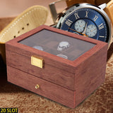 20 Slots Watch Storage Box, 2-Tiers Wooden Watch Case for Men and Women