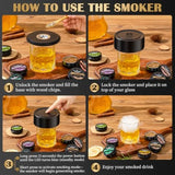 Electric Whiskey Smoker Kit with Wooden Display Barrel Rechargeable