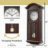 27 inch Wooden Hanging Grandfather Wall Clock with Pendulum - Real Wood