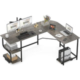 Reversible L Shaped Desk with Large Surface 69 Inch Sturdy Corner Desk with Storage Shelves
