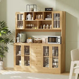 VOWNER Large Kitchen Hutch Cabinet, Kitchen Pantry Storage Cabinet with 6 Glass Doors