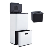 16 Gal Dual Trash Can for Kitchen with Compost Bin, 2 Compartment (33L + 28L) Stainless Steel Recycling Bin Combo, Garbage Can with Removable