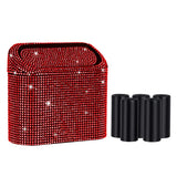 Sparkling Red Crystal Car Waste Bin With Flip Lid, Compact Auto Garbage Organizer For Vehicle, Home And Office Use