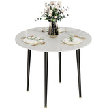 32" Sintered Stone Dining Table Round Reception Coffee Table for 2-4 Person
